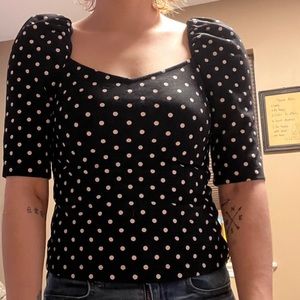 Black Blouse With White Polka Dots